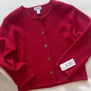 Koret Cranberry Red 100% Wool Blazer Sz 16 Home For The Holiday Jacket NWT